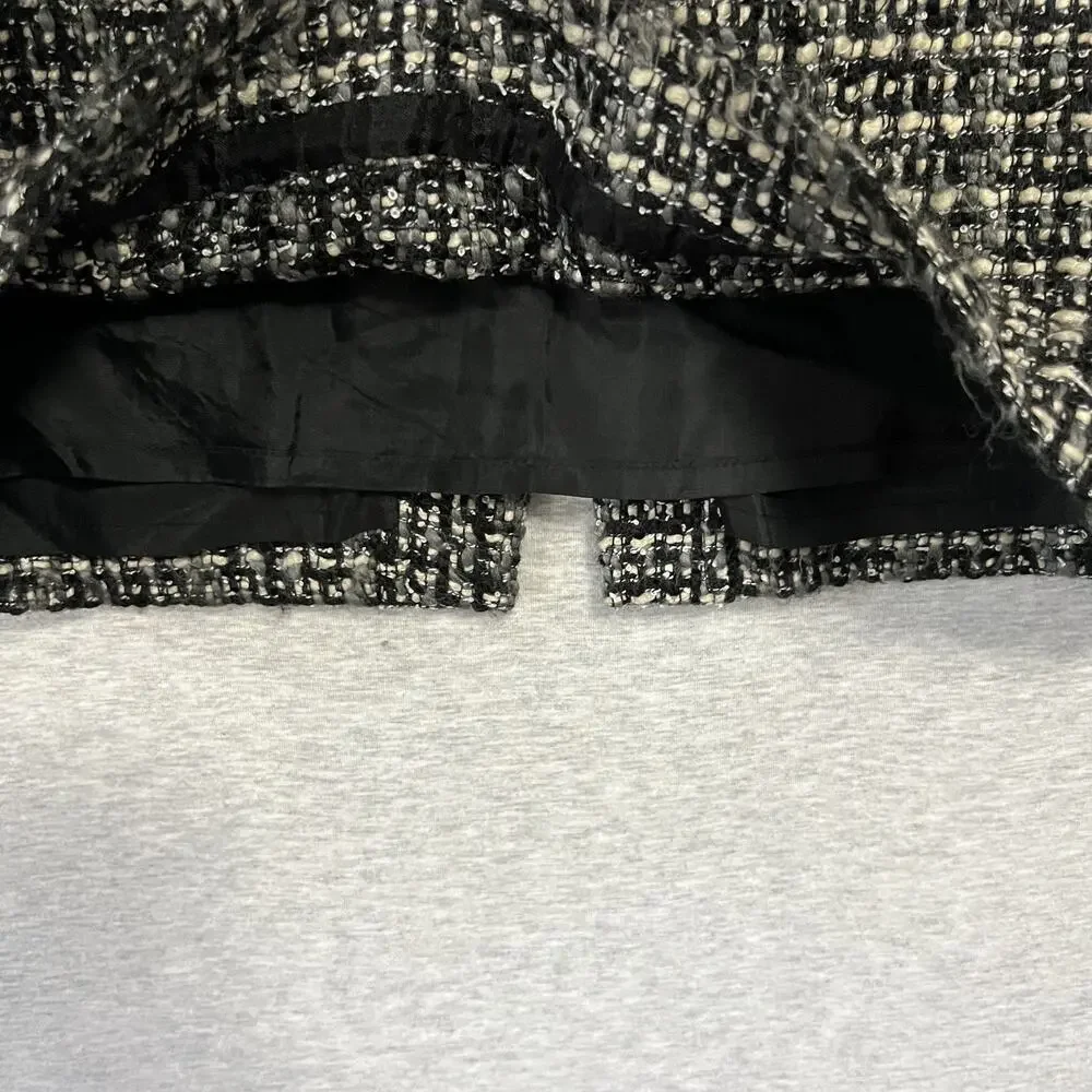 J Crew‎ The Pencil Skirt Womens 2 Black Gray White Tweed Wool Blend Lined Career